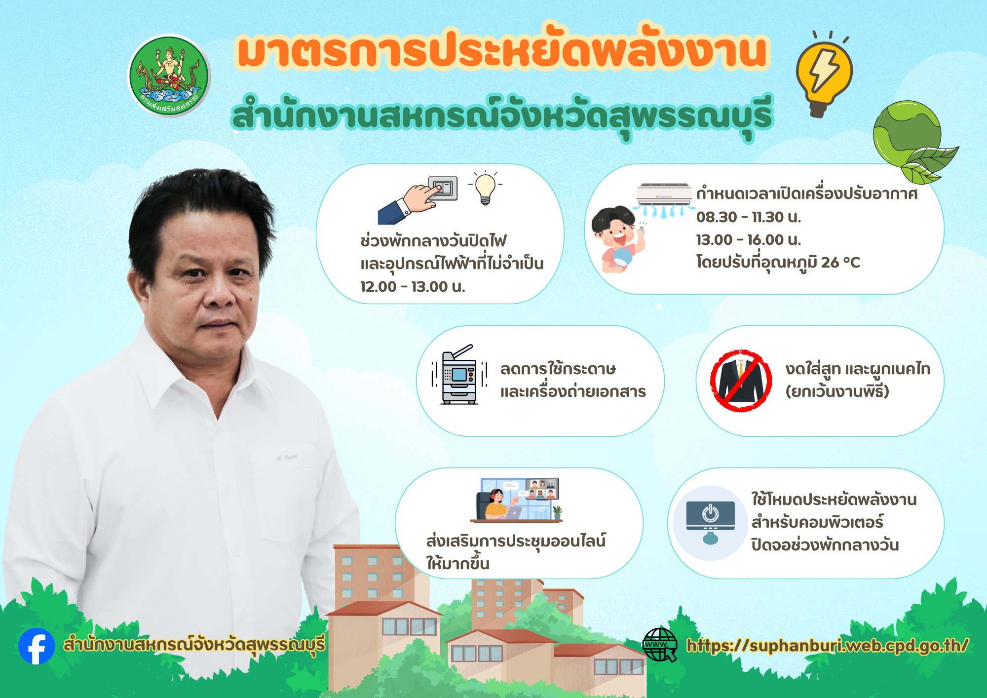 มาตรการประหยัดพลังงาน สำนักงานสหกรณ์จังหวัดสุพรรณบุรี